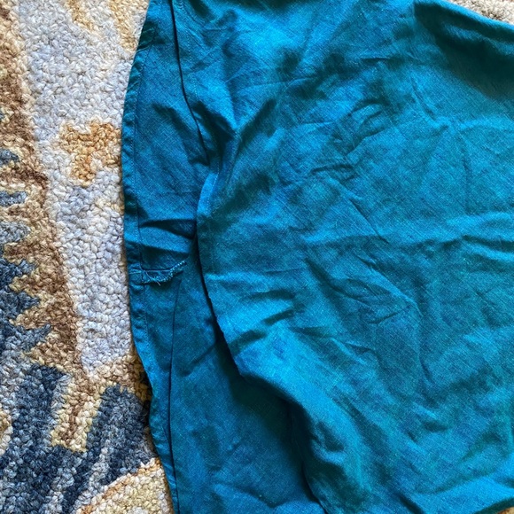 FLAX linen wrap front top blue green medium - Picture 5 of 5